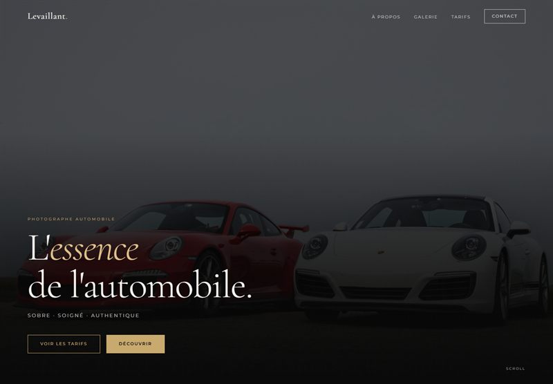 Page d'accueil du site de Louis Levaillant, photographe automobile